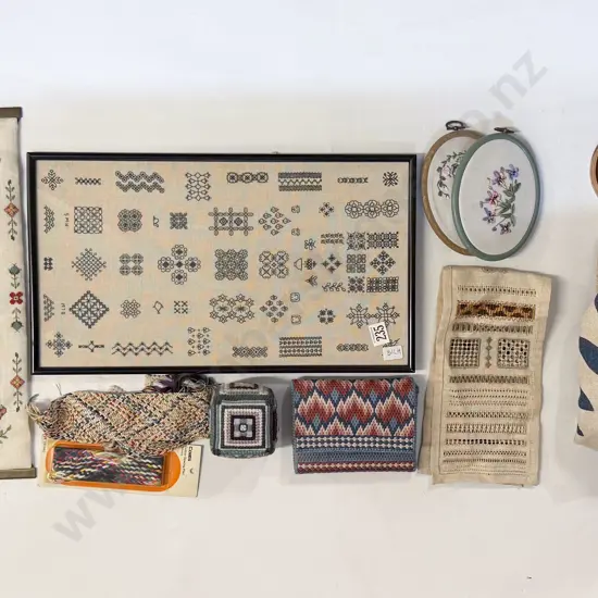Framed Needle Work Assorted Sewing Gear