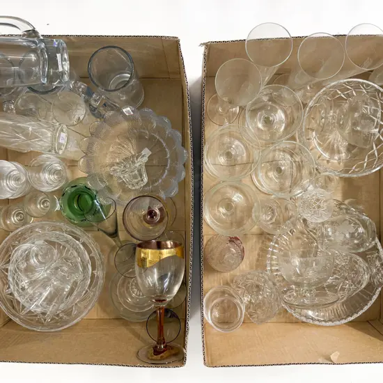Two Boxes of Assorted Crystal and Glassware