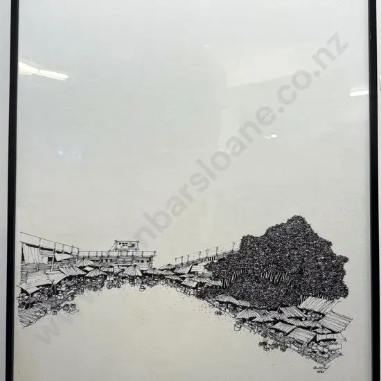 Framed Market Scene Print