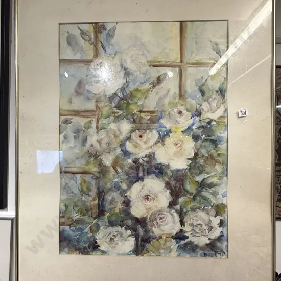 Signed Hilary .R - Floral Still Life Watercolour