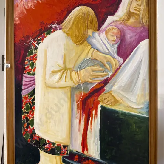 Unsigned - "Birthing Study" - Oil on Board