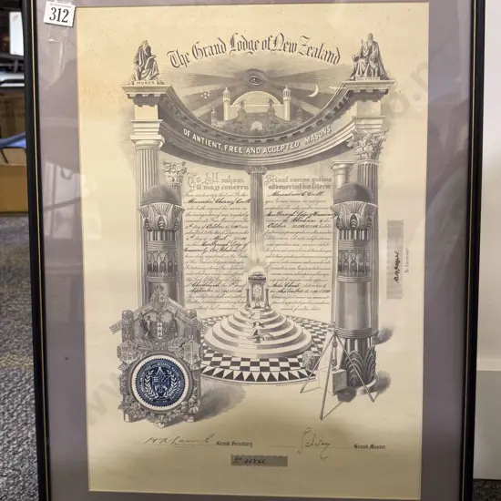 The Grand Lodge of New Zealand Vintage Acceptance Certificate