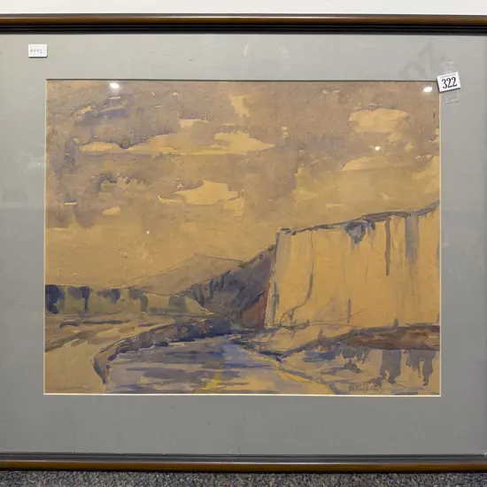 Signed Hargreaves Watercolour Cliffside Study