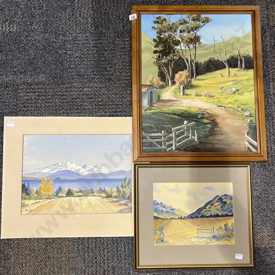 Unframed Watercolour together with Other Watercolour & Oil Landscape