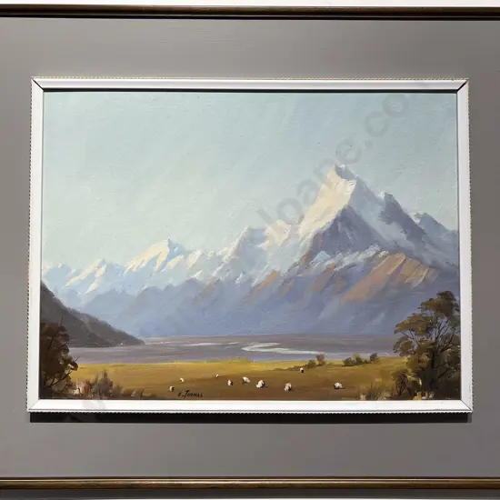 E.J. Thomas - "Mt Cook" - Oil on Board