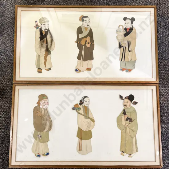 Hanne Eriksen - Pair of Framed Japanese Textiles Figures