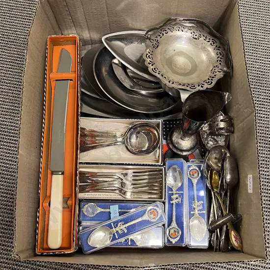 Box Quantity of Assorted S/P & Boxed Cutlery etc