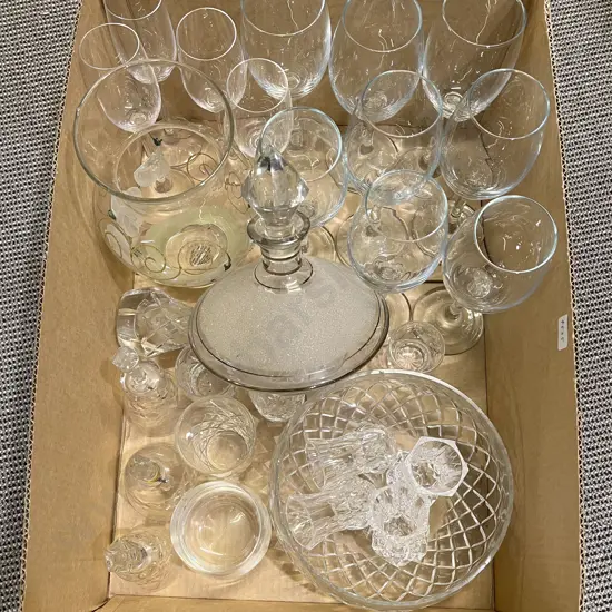 Box of Assorted Crystal & Glassware