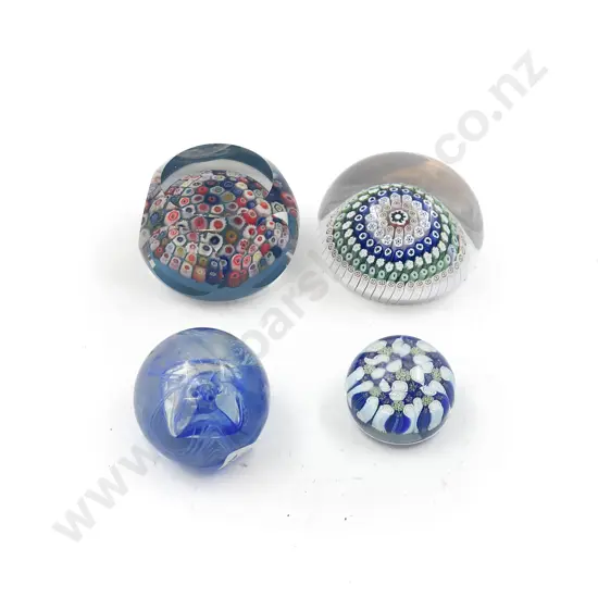 Four Assorted Art Glass Paperweights incl Caithness