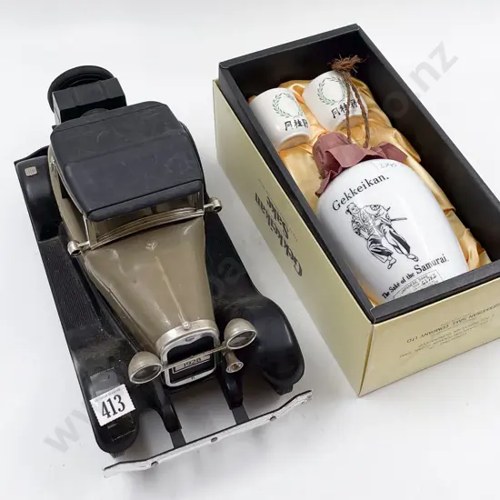 Jim Beam Vehicle Form Decanter together with Boxed Sake Bottle & Cup Set