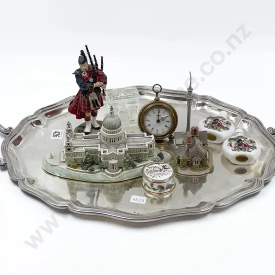 S/P Double Handled Tray with Quantity of Assorted Ornaments etc