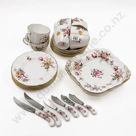Six RCD "Derby Posies" Cups/Saucers together with Two Trays & Assorted