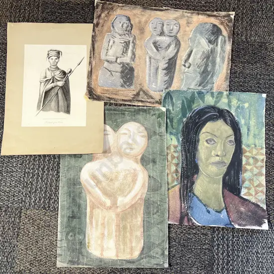 Three Assorted Loose Artworks together with Book Plate