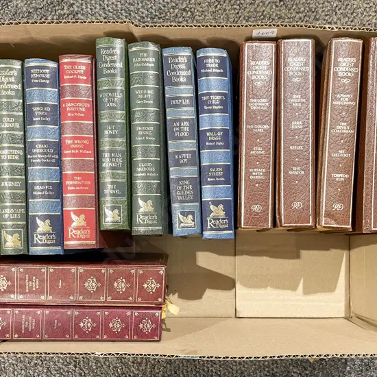 Box of Assorted Leather Bound Reader's Digest etc