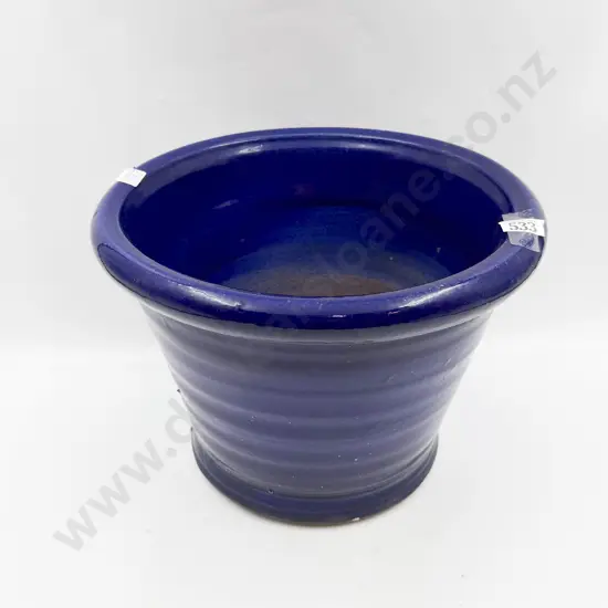 Morris & James Blue Glazed Terracotta Garden Pot