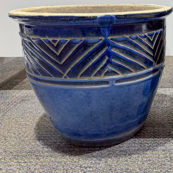 Blue Glazed Garden Pot
