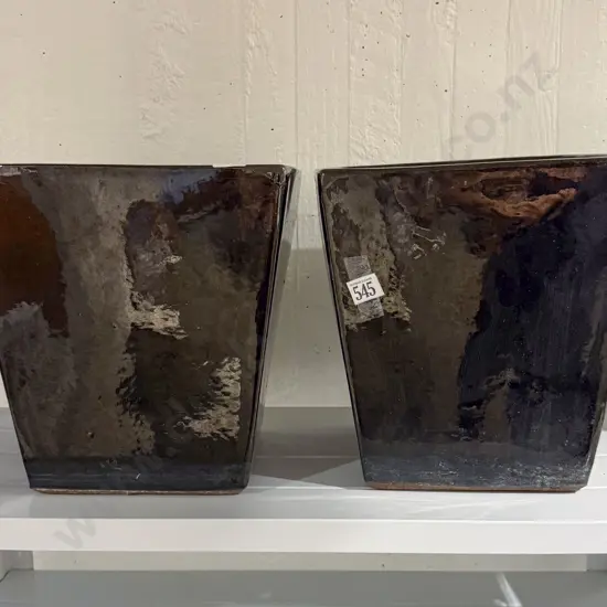 Pair of Glazed Garden Pots