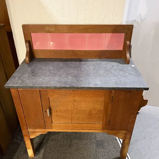 Marble Top Washstand with Tiled Gallery Back