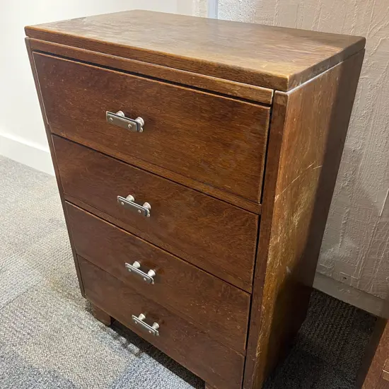 Low Oak Four Drawer Chest