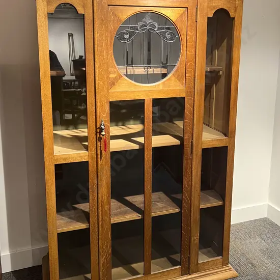 Large Oak Glazed Door Bookcase