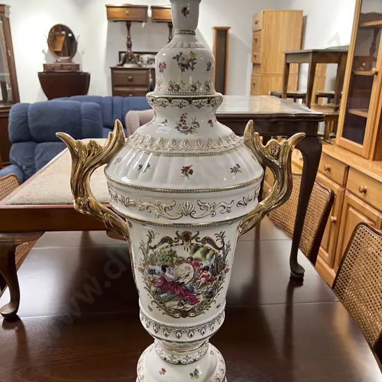 Large Fancy China Lidded Urn
