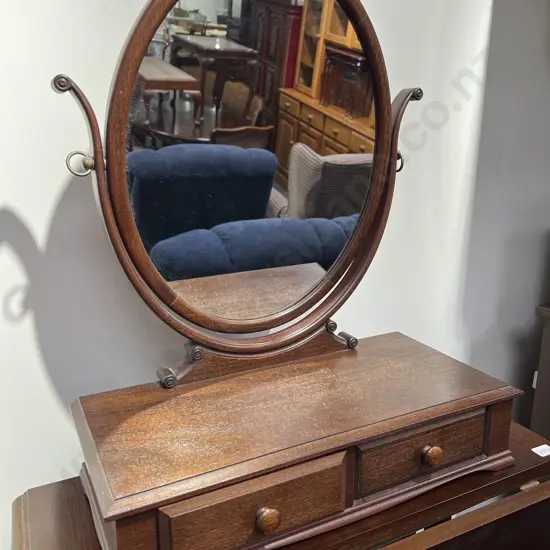 Mahogany Swing Toilet Mirror with Two Drawer Base