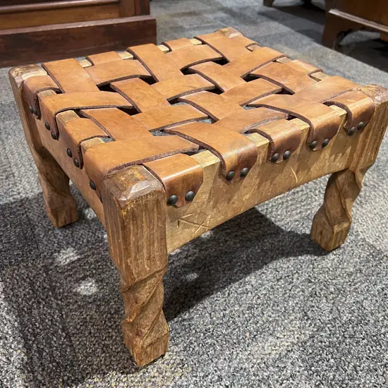 Chapman Taylor Leather Strap Top Footstool