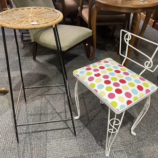 Mid Century Wire Dressing Table Chair and Bar Stool