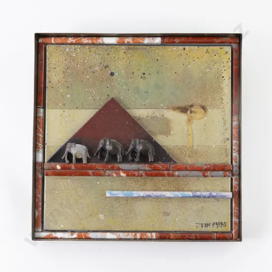 John Papas "Heading South" Metal Framed Hanging Ceramic Tile