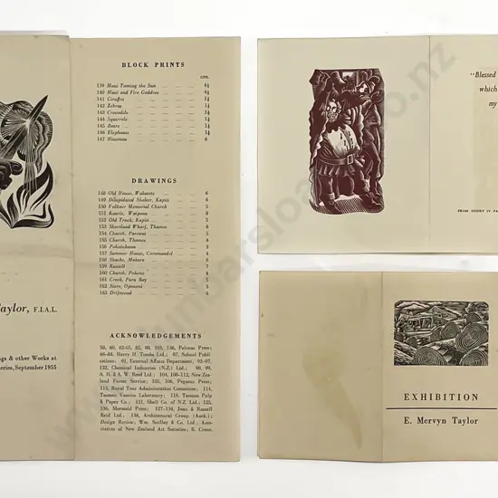 E Mervyn Taylor Christmas Card & Two Others