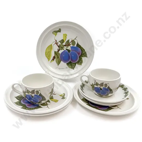 Five Portmeirion Plates together with Pair of Breakfast Mugs & Saucers