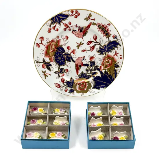 Coalport Cabinet Plate together with Pair of Boxed Sets Place Holders