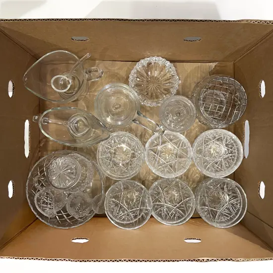 Box of Assorted Crystal & Glassware