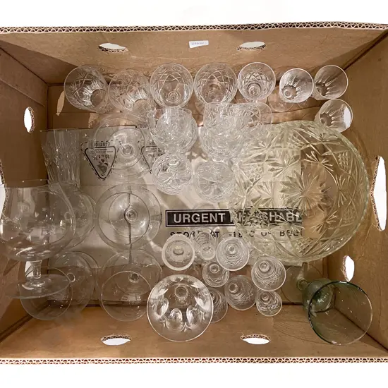Box of Assorted Crystal & Glassware