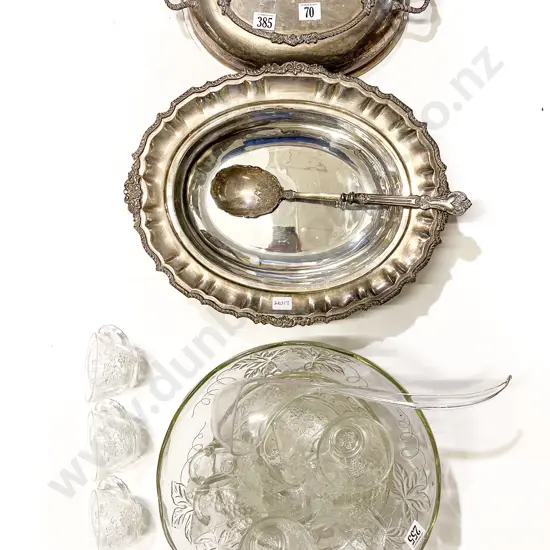 Glass Punch Set together with S/P Tureen & Others