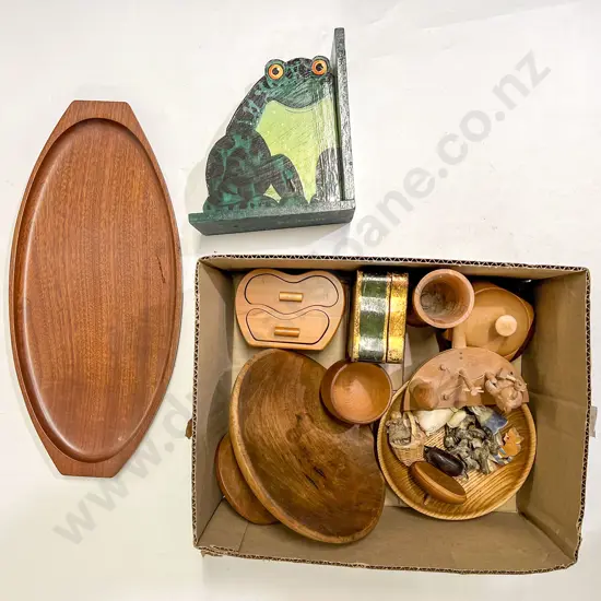 Box of Assorted Woodware etc