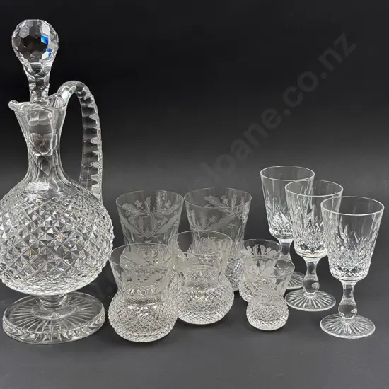 Quantity of Assorted Crystal together with Wine Ewer
