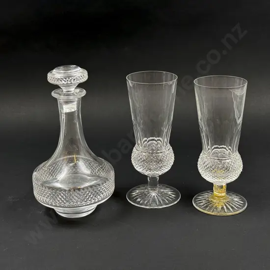 Small Kosta Decanter & Two Crystal Glasses