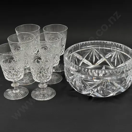 Crystal Bowl & Four Crystal Goblets