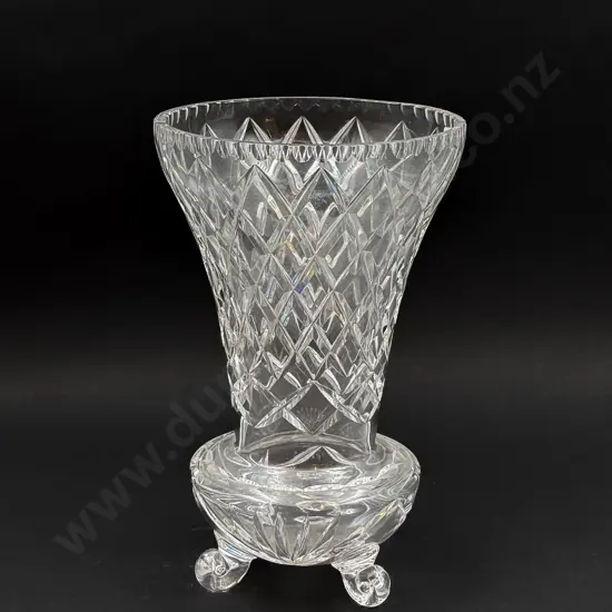 Large Footed Crystal Trumpet Vase