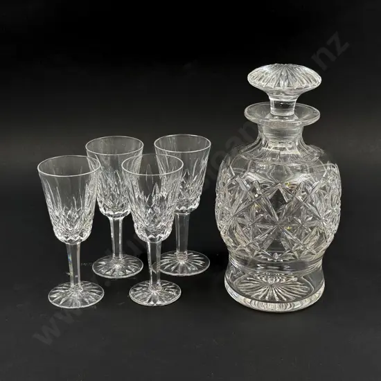 Four Waterford Crystal Port Glasses together with Other Decanter