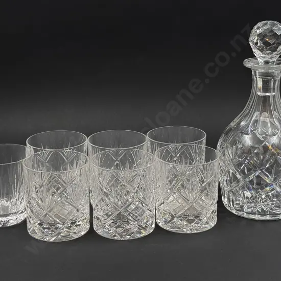 Crystal Decanter & Seven Assorted Tumblers
