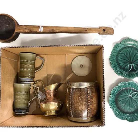 Quantity of Assorted incl Biscuit Barrel & Two Wedgwood Majolica Plates