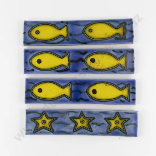 Four Glazed Terracotta Tiles