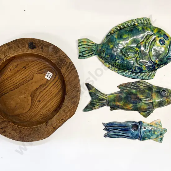 Three Sea Life Pottery Wall Hangings etc
