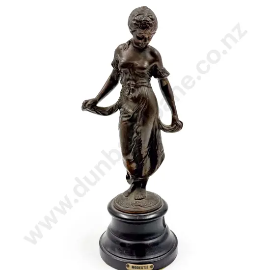 Bronze Figure "Modestie" on Stand