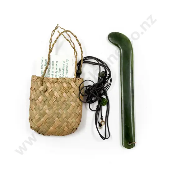 Three Greenstone Necklaces together with Larger Greenstone Hockey Stick Pendant