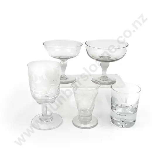 Small Qty of Assorted Glassware engraved goblet by Steven Rickard 1981
