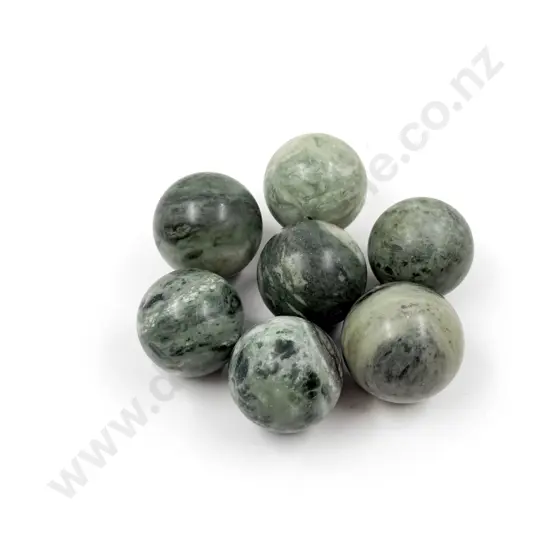 Seven Assorted Serpentine Orbs