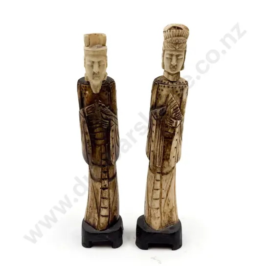 Two Chinese Carved Bone Figures
